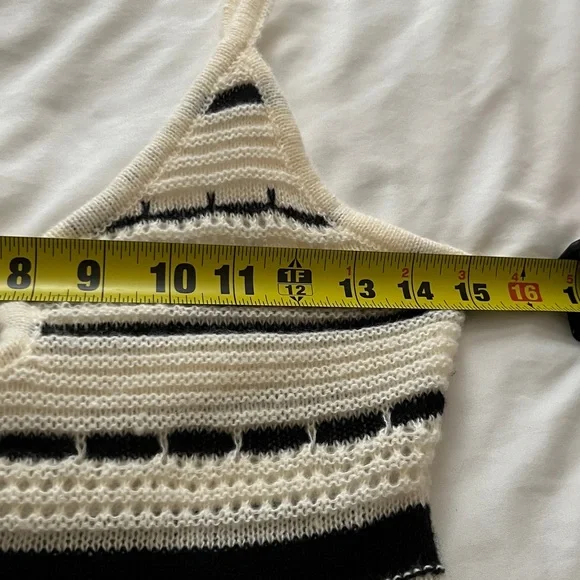 SHEIN Cream and Black Striped Crochet Midi Dress - Picture 11 of 15